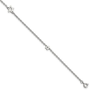 Black Bow Jewelry Stainless Steel Cutout Star Charms Anklet, 9-10 Inch - 1 of 4