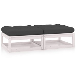 vidaXL Patio Footstools with Cushions 2 pcs Solid Wood Pine - 1 of 4