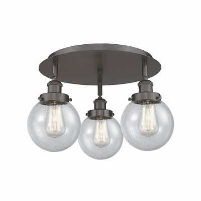 Beacon - 3 Light Flush Mount In Art Deco Style-9.63 Inches Tall and 17.75 Inches Wide