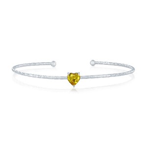 Bella Silver Sterling Silver Birthstone CZ Heart Bangle - Birthstone Colors - 1 of 2