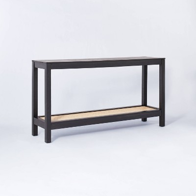 Console Table with Woven Rattan Shelf Black - Threshold™ designed with Studio McGee