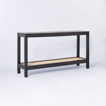 Console Table with Woven Rattan Shelf Black - Threshold™ designed with Studio McGee