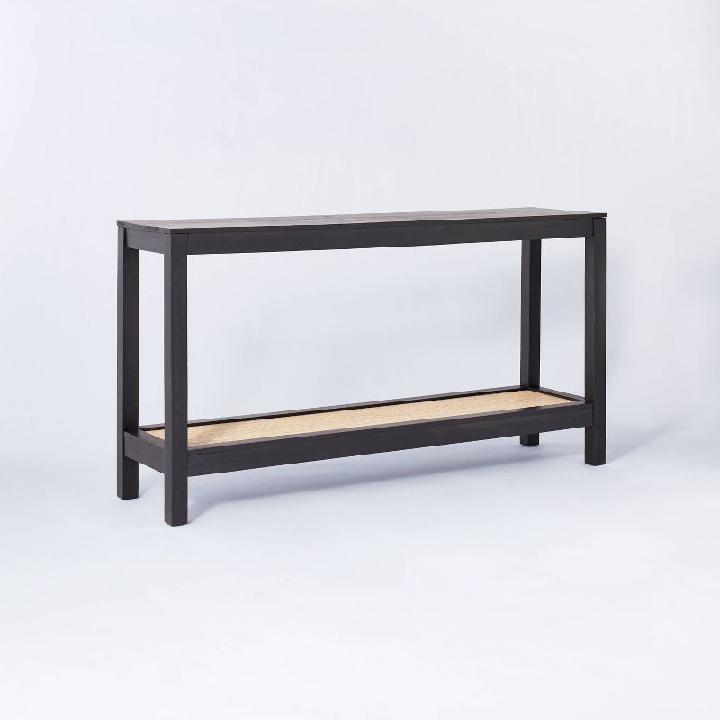 Console Table with Woven Rattan Shelf Black - Threshold&#8482; designed with Studio McGee, 1 of 19
