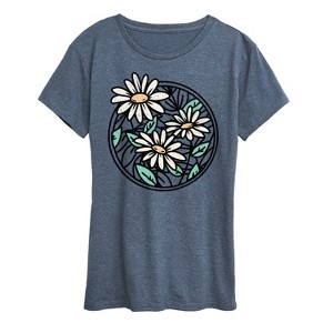 Women's - Instant Message - Wildflower Stained Glass Circle Short Sleeve Graphic T-Shirt - 1 of 4
