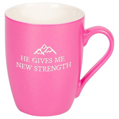 Elanze Designs He Gives Me New Strength Princess Pink 10 ounce New Bone China Coffee Cup Mug