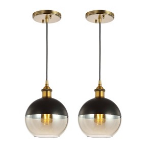 JONATHAN Y Nixon (Set of 2) 7.5" 1-Light Modern Metal/Glass Adjustable Drop Globe LED Pendants: UL Listed, 72" Cord, E26 Base - 1 of 4