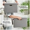Aoibox Large Collapsible Storage Bins with Lids Stackable Closet Organizers Removable Labels PU Handles Gray 3 Pack - 4 of 4