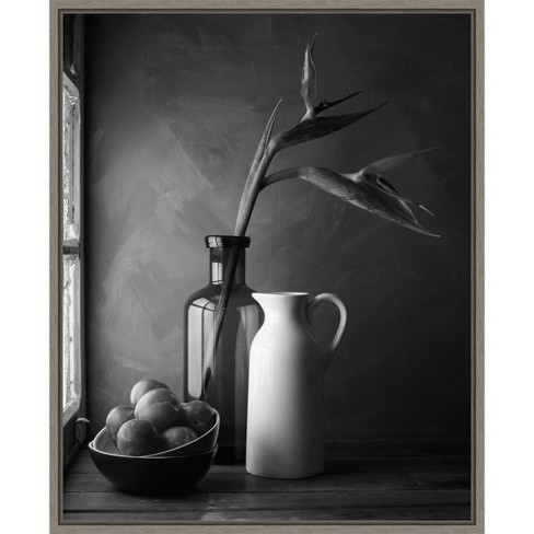 16 x 20 Plums and Jars Still Life by Luiz Laercio Framed Wall Canvas -  Amanti Art