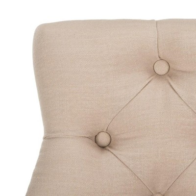 Eleni 45" Beige Linen and Metal Wingback Bar Stools, Set of 2