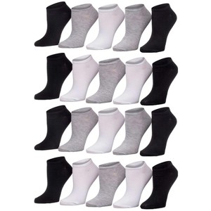 Tipi Toe Women's 20 Pack Timeless Black White Grey Tones Colors Patterned No Show Socks - 1 of 4