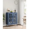 SONGMICS Metal Storage Cabinet with Mesh Doors, Steel Display Cabinets with Adjustable Shelves Midnight Blue - 3 of 4
