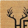 HomeRoots 17" X 29" Natural And Black Hello With Antlers Coir Outdoor Door Mat - 4 of 4