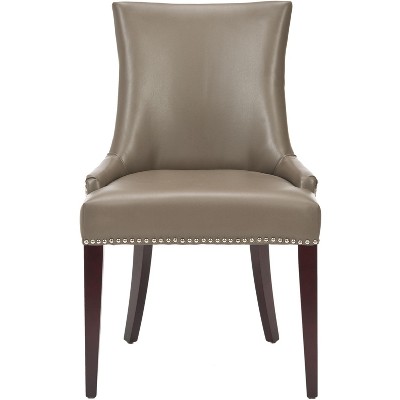 Transitional High-Back Clay Leather Upholstered Side Chair