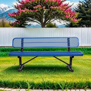 TiramisuBest 45.7in. Patio Bench Black Steel and WPC,Black - 1 of 4
