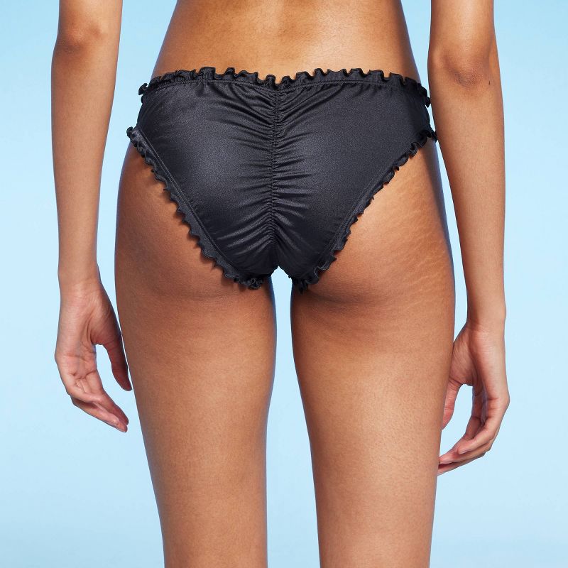 Women's Ruffle Cheeky Bikini Bottom - Shade & Shore™ Gray Shine, 3 of 7