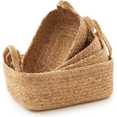 Attop Beautiful Storage Basket Set of 4 - Natural Jute Rope Baskets - Quality Storage Bins Easily Fit With Any Nursery or Bedroom Decor