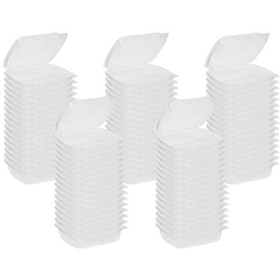 Inno-Pak 8" x 8" x 3" Clamshell Container 1-Compartment Clear RPET - Pack of 80