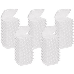 Inno-Pak 8" x 8" x 3" Clamshell Container 1-Compartment Clear RPET - Pack of 80 - 1 of 3