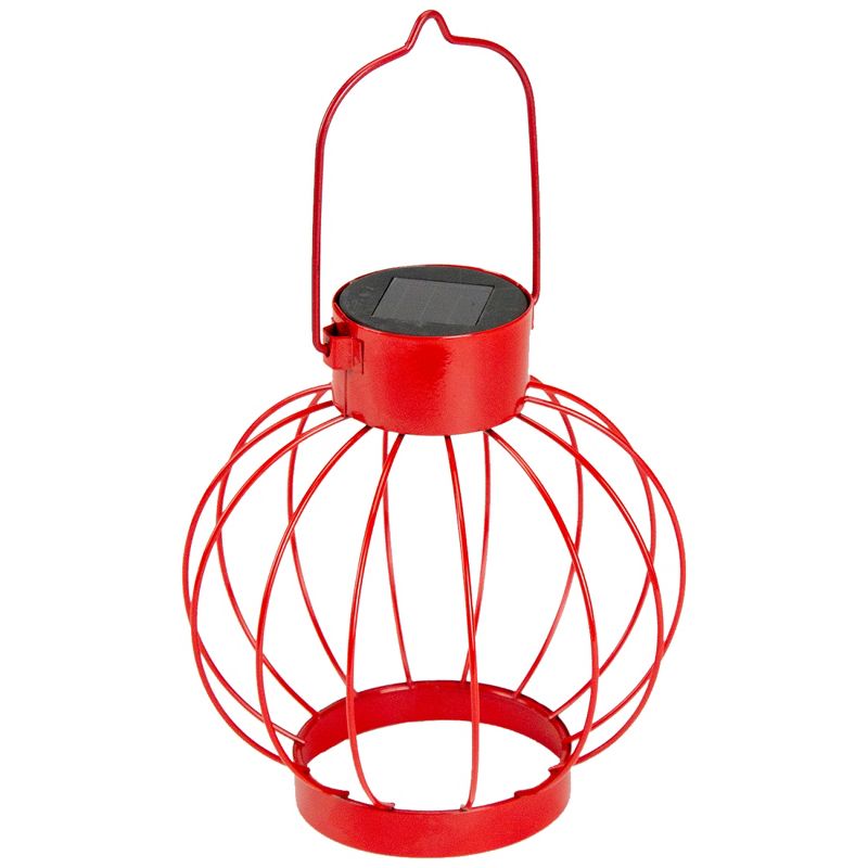 Northlight 6.5" Red Outdoor Hanging LED Solar Lantern with Handle, 1 of 5