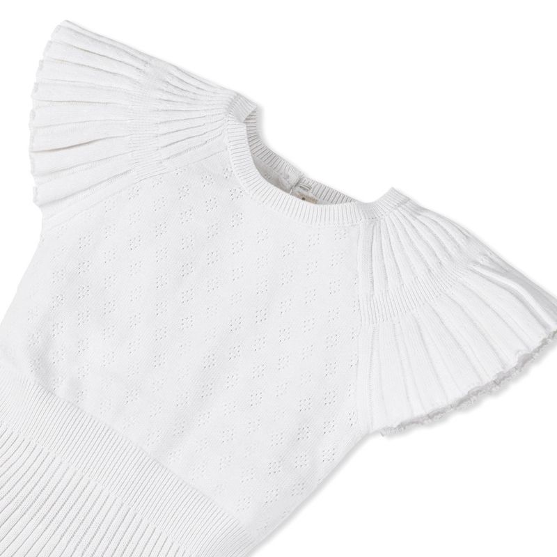 Hope & Henry Girls' Organic Cotton Short Flutter Sleeve Sweater Dress, Infant, 2 of 8