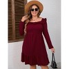 Women's Square Neck Long - Sleeve Dress with Ruffle Trim & Tie Detail, Flowy Midi Dress for Casual & Semi - Formal - 2 of 4