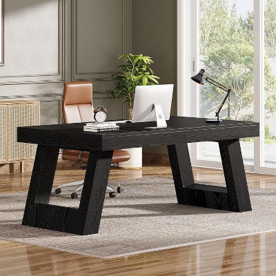 Tribesigns 63" Wood Executive Desk, Home Office Computer Desk with Double Pedestal, Study Writing Table, Business Workstation for PC Laptop
