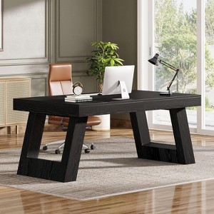 Tribesigns 63" Wood Executive Desk, Home Office Computer Desk with Double Pedestal, Study Writing Table, Business Workstation for PC Laptop - 1 of 4