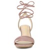 Allegra K Women's Kitten Heel Lace Up Suede Heeled Sandals - 2 of 4
