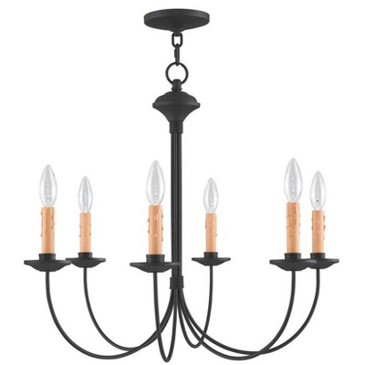 Heritage Black Steel 6-Light Candelabra Chandelier