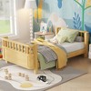 Aortzio Twin Size Solid Wooden Platform Bed,Floor Bed with Safety Rails - 2 of 4