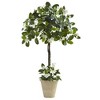Nearly Natural 3-ft Stephanotis Topiary with Planter - 2 of 3