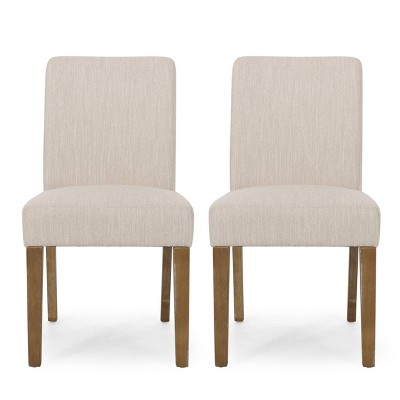 Set of 2 Kuna Contemporary Upholstered Dining Chairs Beige Weathered Brown Christopher Knight Home