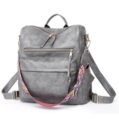MaseiKar Women Backpack Purse, Leather Fashion Travel Bag for Women, Convertible Designer Shoulder Bag, School College Backpack with Colorful Strap
