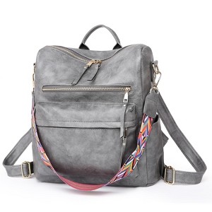 MaseiKar Women Backpack Purse, Leather Fashion Travel Bag for Women, Convertible Designer Shoulder Bag, School College Backpack with Colorful Strap - 1 of 4