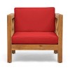 Modern Patio Arm Chair,High-quality Patio Chair With Cross-back Acacia Wood Frame,Patio Chairs With Traditional Slatted Seating-Maison Boucle - 3 of 4