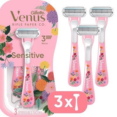 Venus + Rifle Paper Co. Sensitive 3-Blade Women's Disposable Razors - 3ct