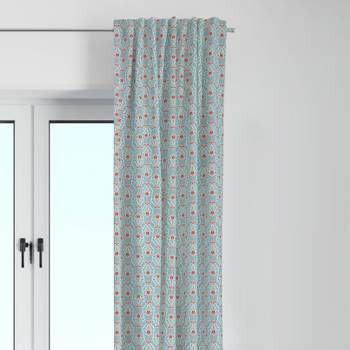 Bacati - Sophia Coral Aqua Floret Cotton Printed Single Window Curtain Panel