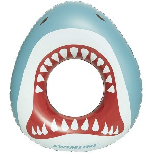 Swimline Shark Mouth Inflatable Swim Ring for Kids, 38" x 32", Durable Vinyl, 1 Count - 1 of 2