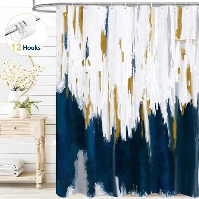 LunaLulinlk Abstract Blue Ombre Fabric Shower Curtain