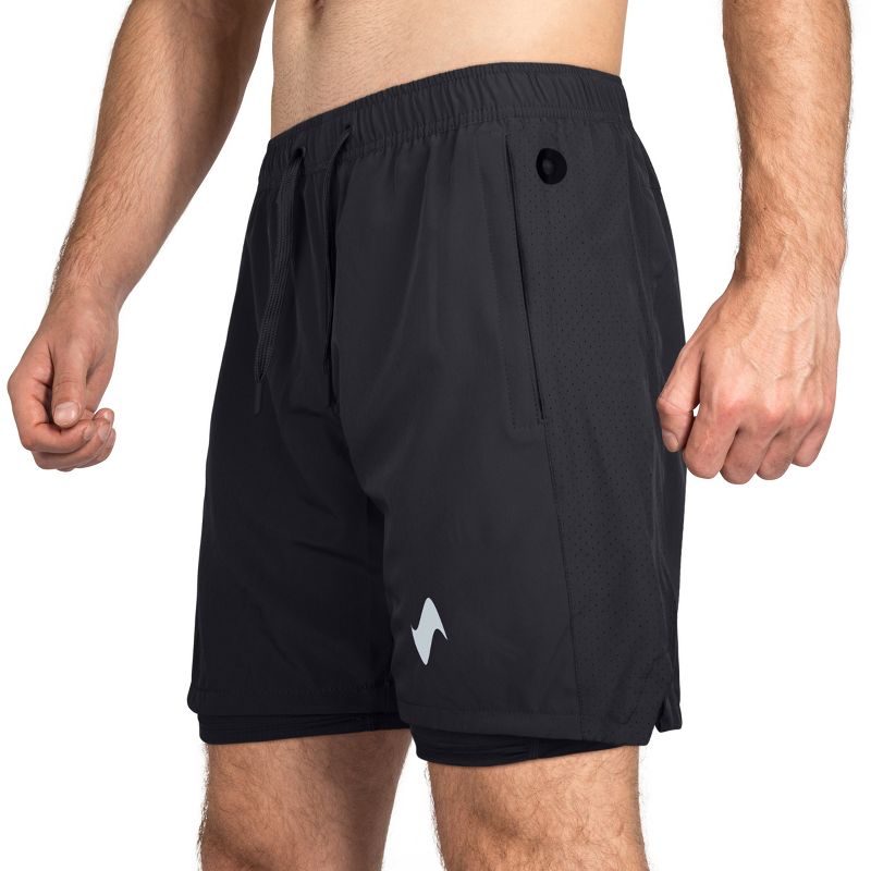 Zilpu Mens Quick Dry Athletic Performance Shorts with Zipper Pocket (7 inch), 3 of 7