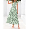 Women's Summer Floral Midi Dress Cap Sleeve V Neck Ruffle Long Flowy Boho Casual Beach Vacation Dresses - 3 of 4
