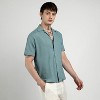 Campus Sutra Men Men's Teal Green Micro Zig-Zag Shirt - 3 of 4