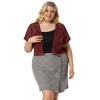 Agnes Orinda Women's Plus Size Short Sleeve Open Front Crochet Lace Allover Cropped Cardigan - 3 of 4