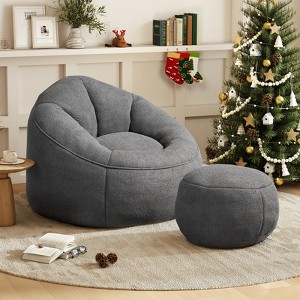 Aukfa Bean Bag Chair, Ultra-Soft Microfiber, Ergonomic Lounge Chair for Adults/Kids Or Living Room, Bedroom/Brown/Blue/Gray/White/Pink/Yellow - 1 of 4