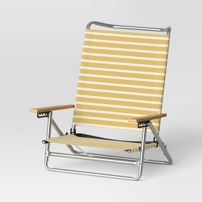 5 Position Beach Chair with Aluminum Frame & Wood Arms - Yellow - Threshold™