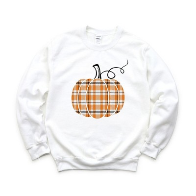 Simply Sage Market Women's Graphic Sweatshirt Orange Plaid Pumpkin