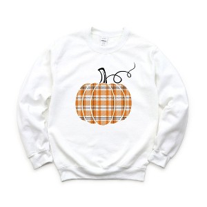 Simply Sage Market Women's Graphic Sweatshirt Orange Plaid Pumpkin - 1 of 4