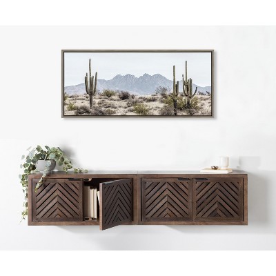 Tall Saguaro Cacti Desert Mountain Landscape Canvas Print