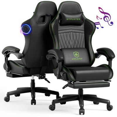 GTPLAYER ACE-Pro Gaming Chair with Footrest, Dual Bluetooth 5.1 Speakers PVC Leather Recliner