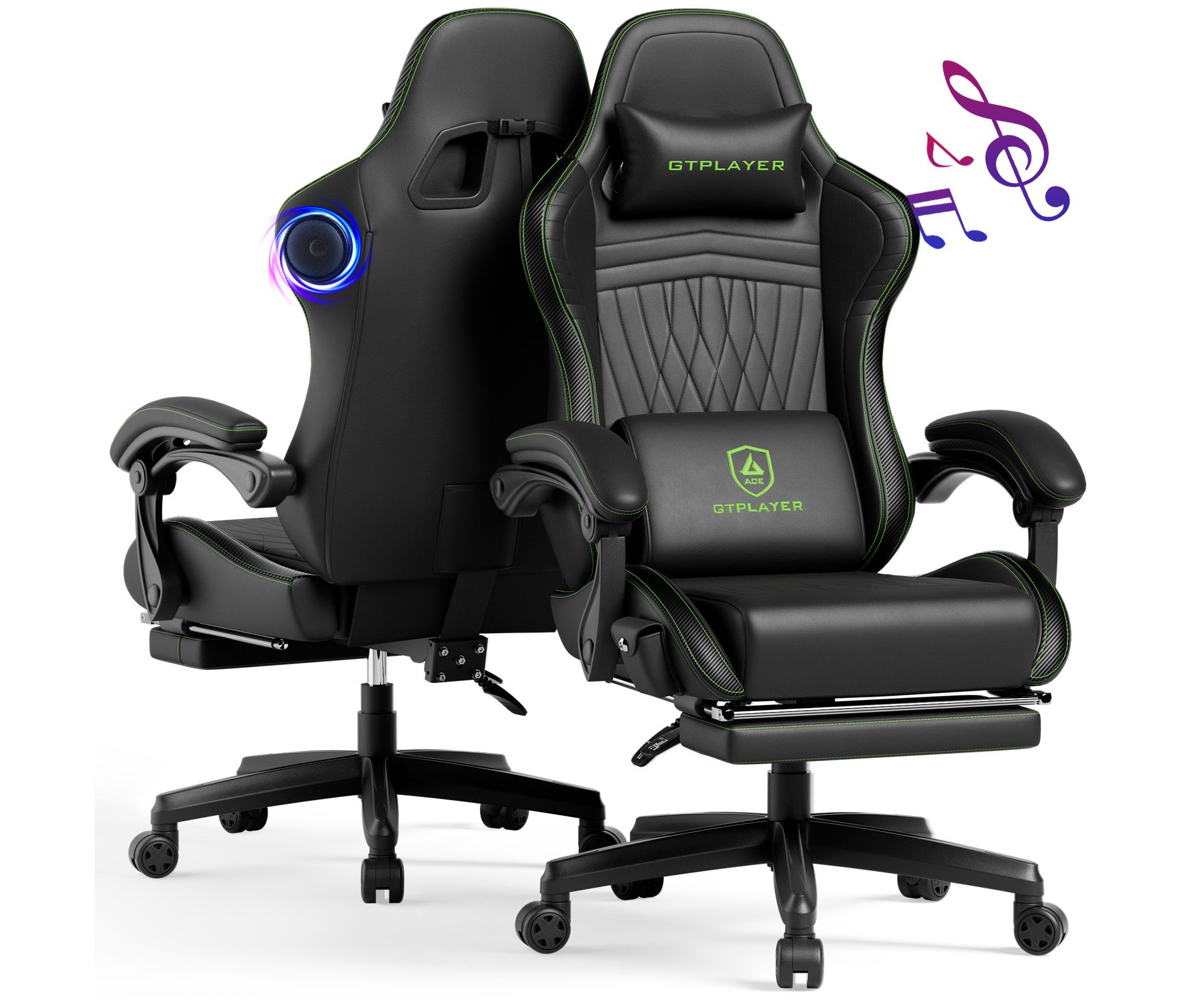 GTPLAYER ACE-Pro Gaming Chair with Speakers, Video Game Chair with Footrest